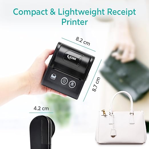 Bluetooth+USB Thermal Receipt Printer 58 mm | Rechargeable Inkless | Mobile, Desktop Compatible | 1 Year Warranty (Veer - Receipt Printer)