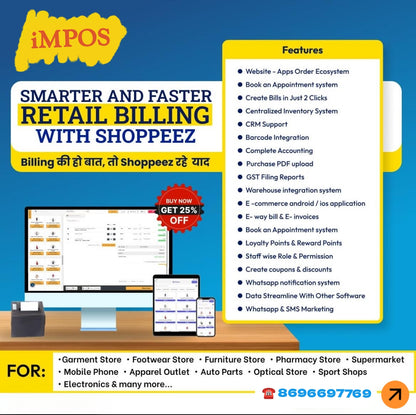 iMPOS A.I. - Billing POS App + Printer with 1 Year Validity